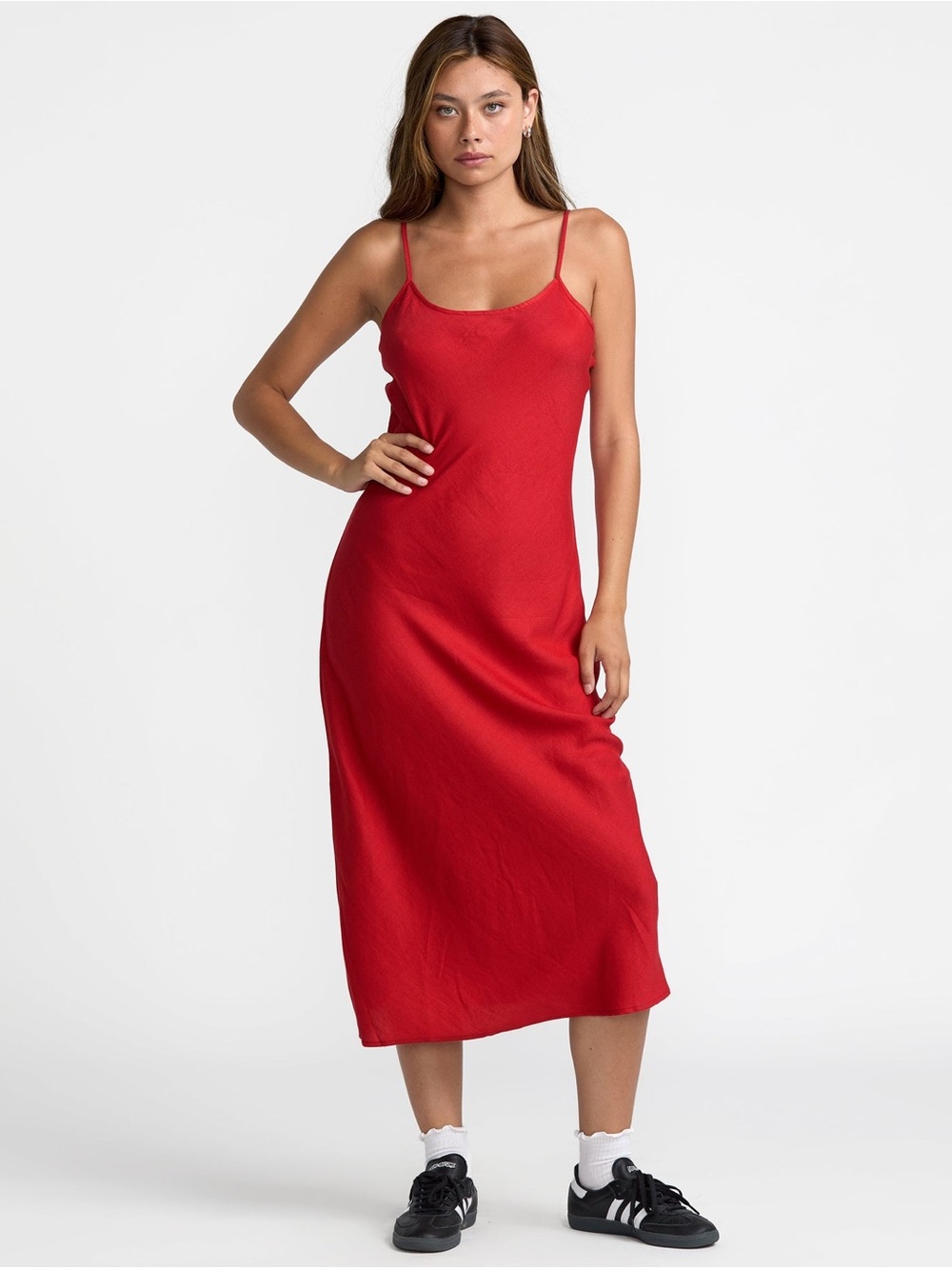 RVCA Red Midi Slip Dress